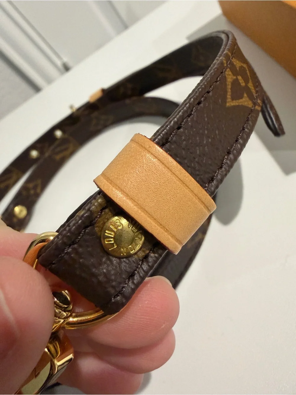 LV Adjustable Strap 16mm Monogram Full Set with COA